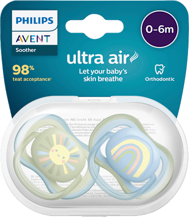 Schnuller ultra air Silikon, blau/grün, 0-6 Monate PHILIPS AVENT
