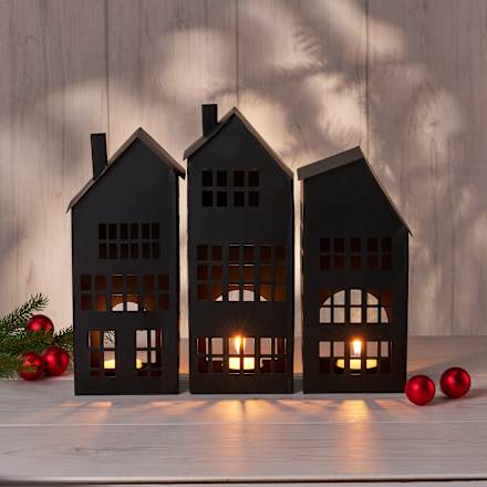 Metallwindlicht Haus, schwarz (25 cm) Dekorieren & Einrichten
