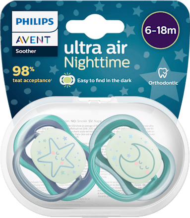 Schnuller ultra air Nighttime, grau/grün, 6-18 Monate  PHILIPS AVENT
