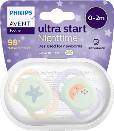 Schnuller ultra start Nighttime, lila/creme, 0-2 Monate PHILIPS AVENT