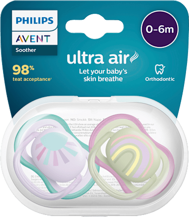 Schnuller ultra air Silikon, türkis/lila, 0-6 Monate PHILIPS AVENT