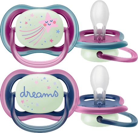 Schnuller ultra air Nighttime, rosa/grau , 6-18 Monate  PHILIPS AVENT