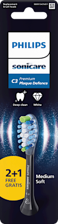 Aufsteckbürsten C3 Premium Plaque Defence 2+1 Gratis Schwarz Philips Sonicare