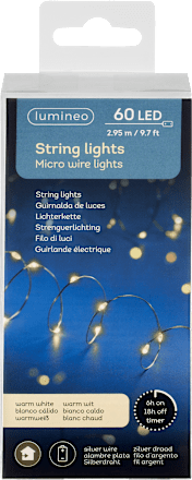 LED Lichterkette, warmweiß, silber (60er Micro) Dekorieren & Einrichten