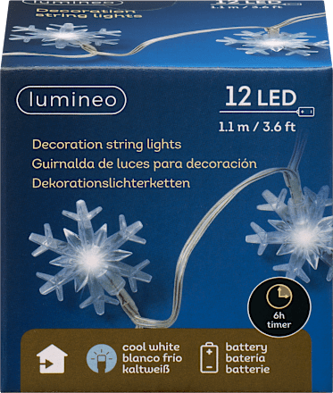 LED Lichterkette Schneeflocke (12er) Dekorieren & Einrichten