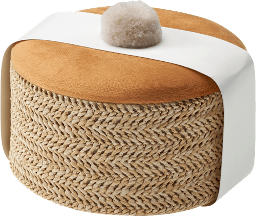 Box aus Bast & Samt mit Bommel, rund Dekorieren & Einrichten