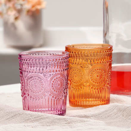 Trinkglas mit Schliff, orange Dekorieren & Einrichten