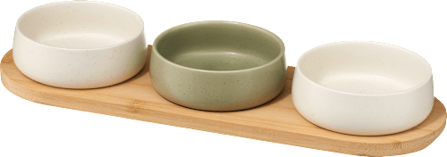 Tapas-Set aus Holz, Keramikschälchen 4tlg Dekorieren & Einrichten