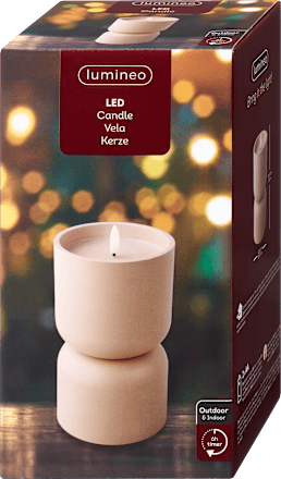 Outdoorkerze mit LED, beige (16,5x10 cm) keine Marke