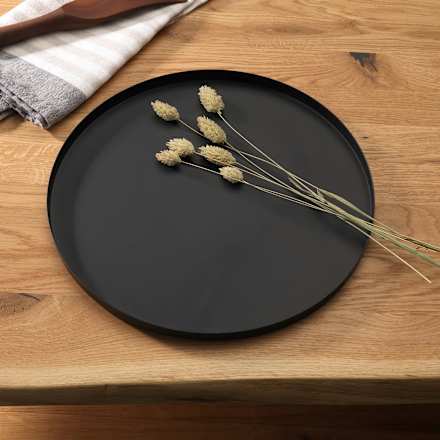 Metalltablett, rund, schwarz Dekorieren & Einrichten