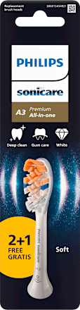 Náhradné hlavice Sonicare A3 Premium All-In-One Soft 2+1 GRATIS, biela Philips Sonicare