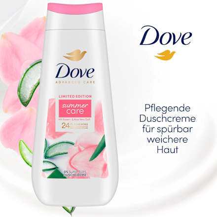 Duschcreme Advanced Care summer care mit Rosen- & Aloe Vera Duft Dove