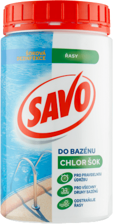 Prípravok vo forme granulátu Do bazénu chlór šok SAVO