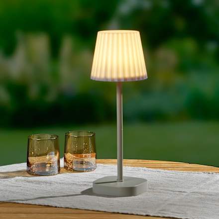 Outdoor-Tischlampe mit LED, beige/weiß (34,5 cm) keine Marke