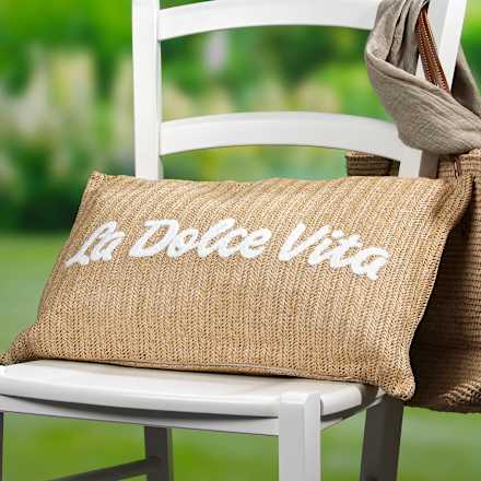 Kissen "La Dolce Vita", beige/weiß, (30x50 cm) keine Marke