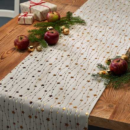 Tischläufer Sternenkette, creme (32x150 cm) Dekorieren & Einrichten