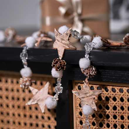 Girlande, Rindensterne, Zapfen & Schneebälle (105 cm) Dekorieren & Einrichten