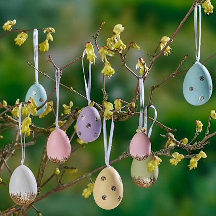 Kunststoffeier, pastell mit Gold, 3 Größen Dekorieren & Einrichten