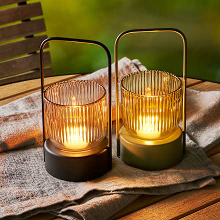 Windlicht, Laterne aus Eisen, schwarz/grün Dekorieren & Einrichten