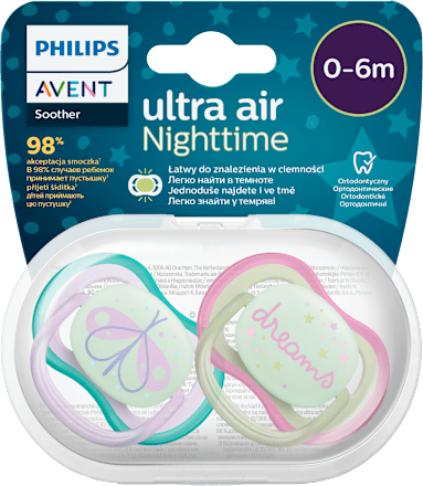Nočné cumlíky Ultra Air Night 0-6 m - ružové PHILIPS AVENT