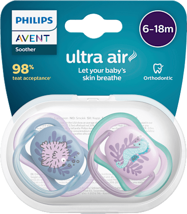 Schnuller ultra air Silikon, blau/rosa, 6-18 Monate PHILIPS AVENT