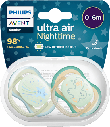 Schnuller ultra air Nighttime, grün/weiß,  0-6 Monate  PHILIPS AVENT