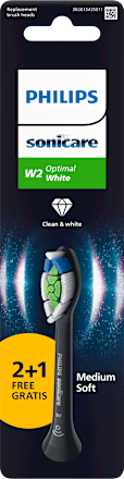 Náhradné hlavice Sonicare W2 Optimal White Medium Soft 2+1 GRATIS, čierna Philips Sonicare