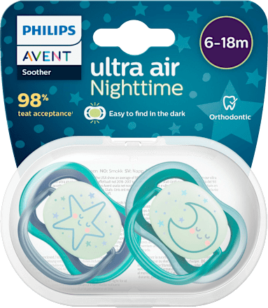 Nočné cumlíky ultra air Nighttime 6-18 m - modré PHILIPS AVENT