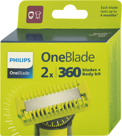 Náhradné holiace hlavice OneBlade 360 blades + Body kit QP624/50 PHILIPS OneBlade