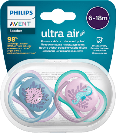 Ortodontické cumlíky Ultra Air 6-18 m - ružové PHILIPS AVENT