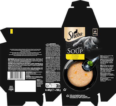 Nassfutter Katze Soup mit Huhn, Multipack (4x40 g) Sheba