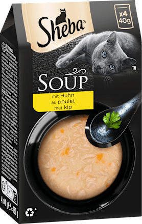 Nassfutter Katze Soup mit Huhn, Multipack (4x40 g) Sheba