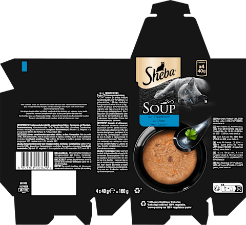 Nassfutter Katze Soup mit Thunfisch, Multipack (4x40 g) Sheba