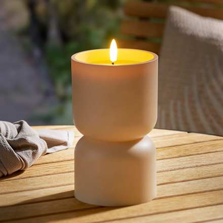 Outdoorkerze mit LED, beige (16,5x10 cm) keine Marke