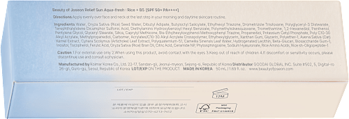 Crema viso con protezione solare Relief Sun Aqua-fresh Rice+B5 SPF50+ Beauty of Joseon