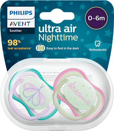 Nočné cumlíky Ultra Air Night 0-6 m - ružové PHILIPS AVENT
