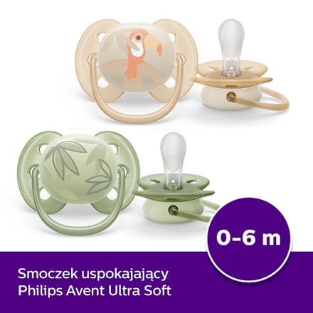 Smoczek Ultra Soft 0-6m neutral, tukan PHILIPS AVENT