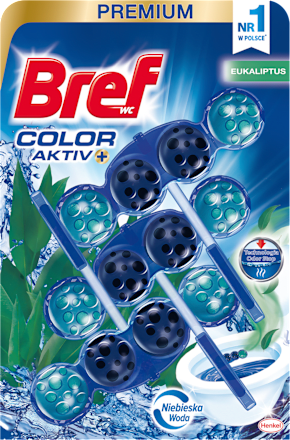 Zawieszka do toalet Premium Color Aktiv+ Eukaliptus, 3x50 g Bref