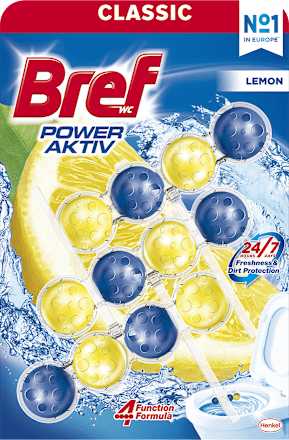 WC blok Power Aktiv s vůní citronu 3x50 g Bref