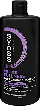 Mélyápoló sampon Intense Fullness, vékonyszálú és gyenge hajra syoss