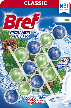 WC blok Power Aktiv s vůní borovice 3x50 g Bref
