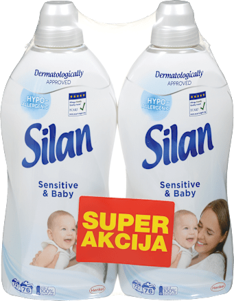 Sensitive & Baby omekšivač za rublje, 2 x 1,672 l, 2 x 76 pranja Silan