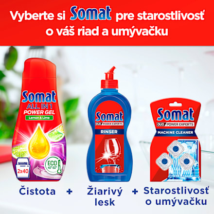 Gél do umývačky riadu All in 1 Lemon & Lime Somat