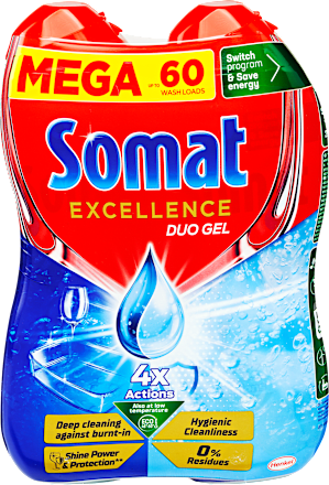 Mosogatógép gél Excellence Duo Gel Hygene 2x540ml Somat