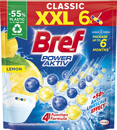 WC blok Power Aktiv s vůní citronu 6x50 g Bref