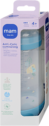 Anti-colic cumisüveg, 320 ml, 4 hónapos kortól kisfiúknak mam