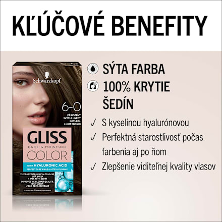 Farba na vlasy - 6-0 prirodzený svetlohnedý  Schwarzkopf Gliss Color