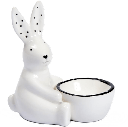 Keramički držač za jaja – bijeli u obliku zeca s crnim detaljima KUWOPA