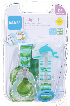 Držalo za dudo Clip it!, 0m+, več različic mam