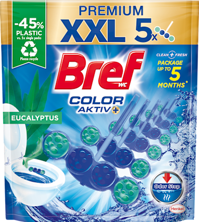 Tuhý WC blok Premium Color Aktiv+ Eucalyptus XXL Bref